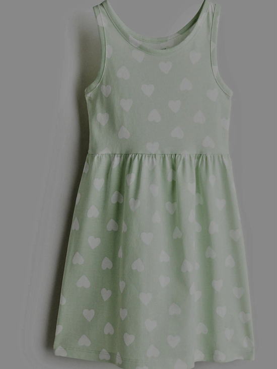 H&M Other - H&M Mint Green Dress with White Heart Print Size 8-10 Youth